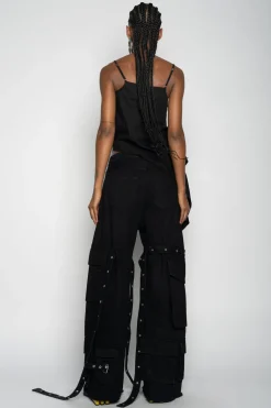 BLACK STRAP TOP WITH SIDE DRAPE