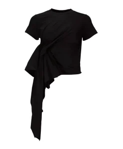 BLACK T-SHIRT WITH SIDE BOW