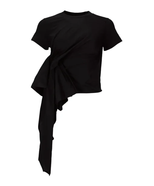 BLACK T-SHIRT WITH SIDE BOW