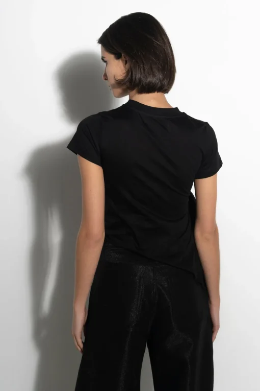 BLACK T-SHIRT WITH SIDE BOW