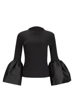 BLACK TURTLENECK PUFF SLEEVE TOP