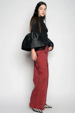 BLACK TURTLENECK PUFF SLEEVE TOP