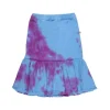 BLUE AND PURPLE FLOUNCE MIDI SKIRT