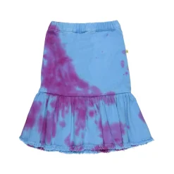 BLUE AND PURPLE FLOUNCE MIDI SKIRT