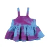 BLUE AND PURPLE TOP WITH BIG FRILL
