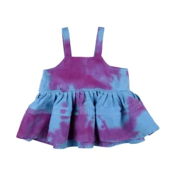 BLUE AND PURPLE TOP WITH BIG FRILL