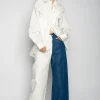 BLUE AND WHITE BOYFRIEND TROUSERS