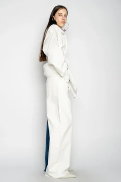 BLUE AND WHITE BOYFRIEND TROUSERS