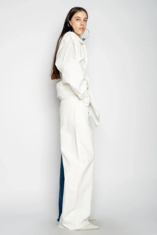 BLUE AND WHITE BOYFRIEND TROUSERS