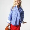 BLUE AND WHITE STRIPED LOOSE SHIRT