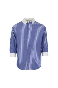 BLUE AND WHITE STRIPED LOOSE SHIRT