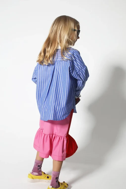 BLUE AND WHITE STRIPED LOOSE SHIRT