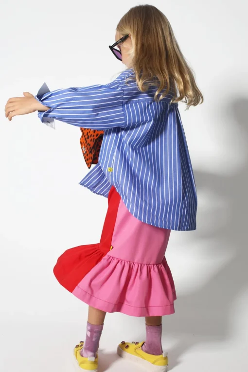 BLUE AND WHITE STRIPED LOOSE SHIRT