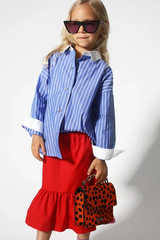 BLUE AND WHITE STRIPED LOOSE SHIRT