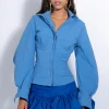 BLUE CORSET FITTED SHIRT