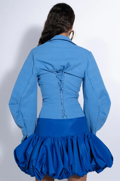 BLUE CORSET FITTED SHIRT