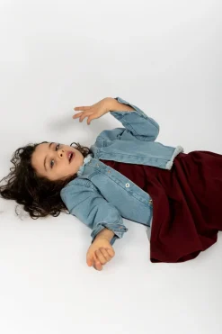 BLUE DENIM COLLARLESS JACKET