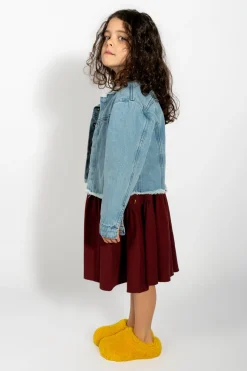 BLUE DENIM COLLARLESS JACKET