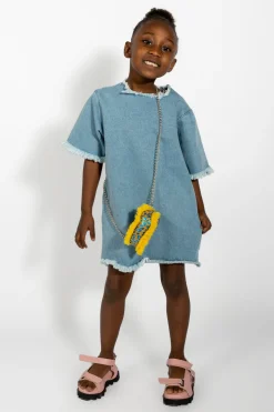 BLUE DENIM OVERSIZED T-SHIRT DRESS