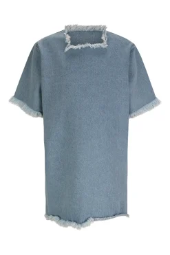BLUE DENIM OVERSIZED T-SHIRT DRESS