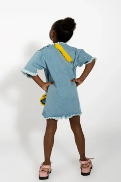 BLUE DENIM OVERSIZED T-SHIRT DRESS