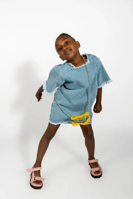 BLUE DENIM OVERSIZED T-SHIRT DRESS
