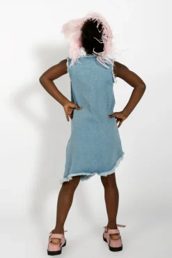 BLUE DENIM SLEEVELESS DRESS