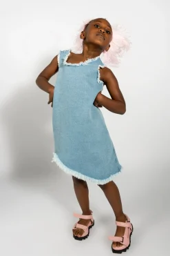 BLUE DENIM SLEEVELESS DRESS