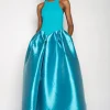 BLUE DRESS WITH TANK TOP SCOOPED