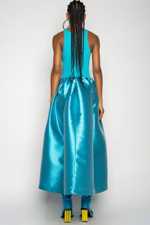 BLUE DRESS WITH TANK TOP SCOOPED