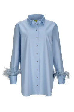 BLUE FEATHER CUFF SHIRT