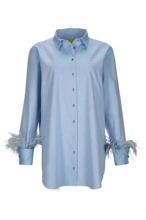 BLUE FEATHER CUFF SHIRT