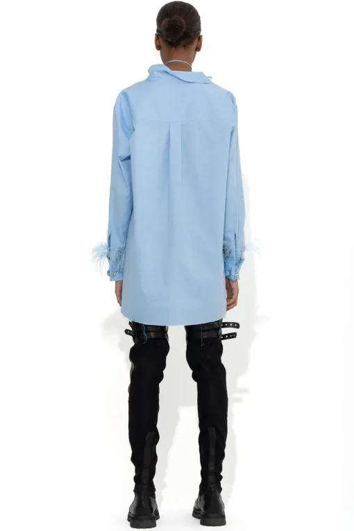 BLUE FEATHER CUFF SHIRT