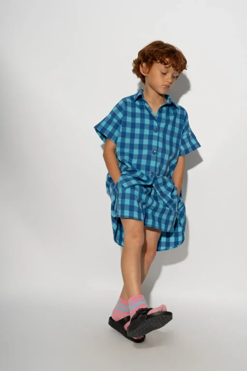 BLUE GINGHAM BOXER SHORTS