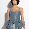 BLUE LUREX FITTED CORSET