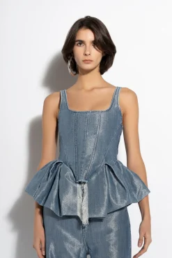 BLUE LUREX FITTED CORSET