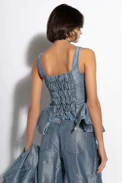 BLUE LUREX FITTED CORSET