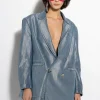 BLUE LUREX OVERSIZED BLAZER