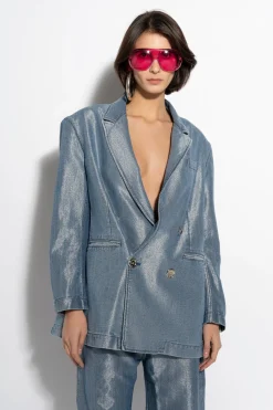 BLUE LUREX OVERSIZED BLAZER