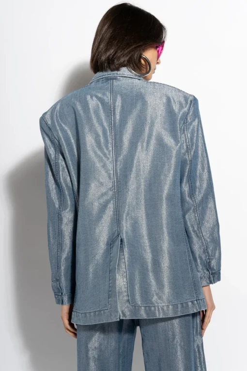 BLUE LUREX OVERSIZED BLAZER