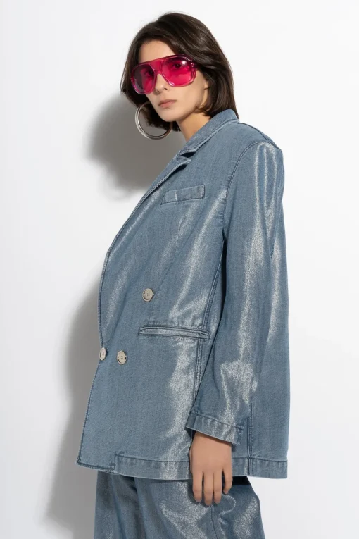 BLUE LUREX OVERSIZED BLAZER
