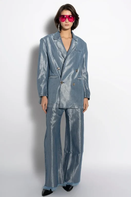 BLUE LUREX OVERSIZED BLAZER