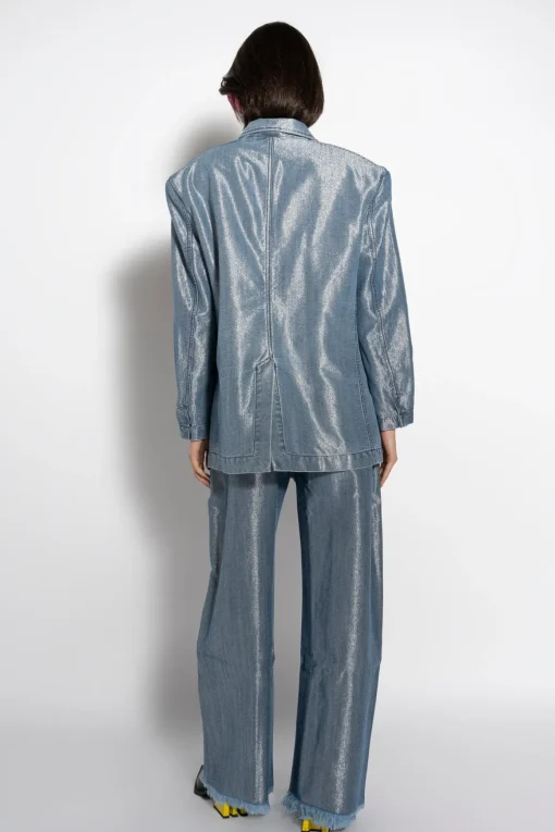 BLUE LUREX OVERSIZED BLAZER