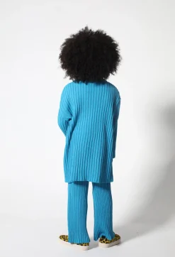 BLUE MERINO KNIT TROUSERS