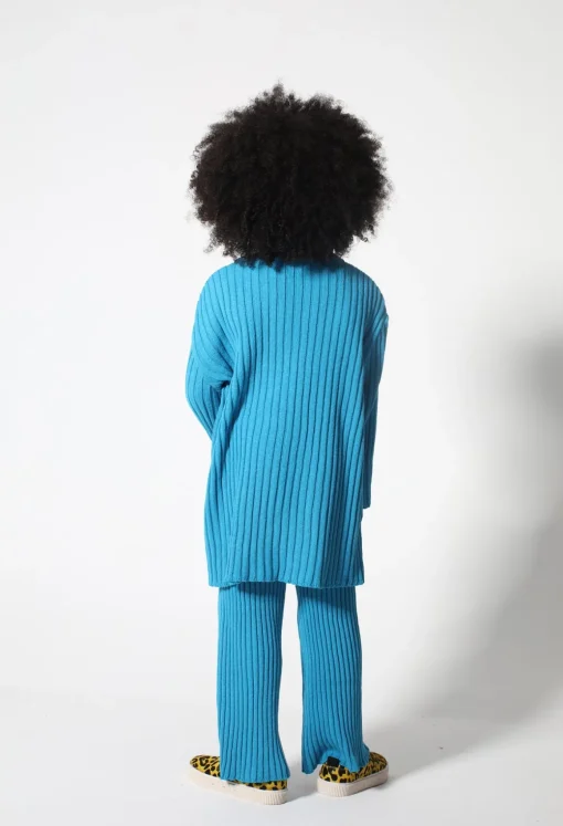 BLUE MERINO KNIT TROUSERS