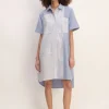 BLUE PATCHWORK SHIRT DRESS