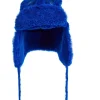 BLUE SHINY LEATHER EAR COVER HAT