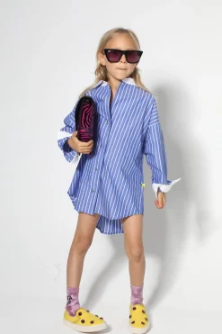 BLUE STRIPES SHIRT DRESS