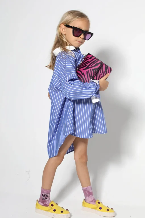 BLUE STRIPES SHIRT DRESS