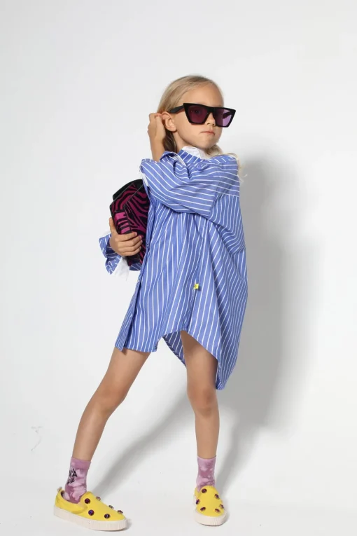 BLUE STRIPES SHIRT DRESS